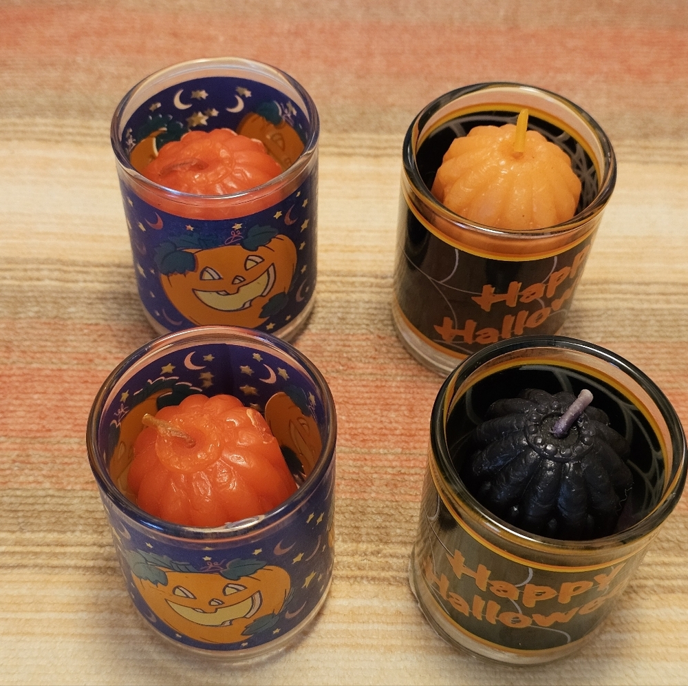 4 Vintage 1990s Halloween Votives With Candles